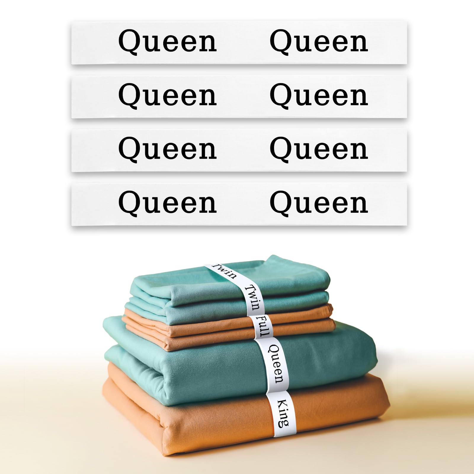 Bed Sheet Organizer Bands For Linen Closet (Queen 4 Pack), Elastic Bedsheet Strap Set, Bedding Sheet Keeper For Laundry Room Org