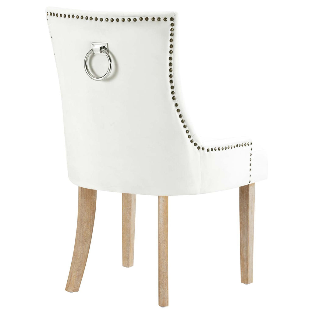 Modway Pose Tufted Performance Velvet Upholstered Dining Chair With Nailhead Trim In Ivory
