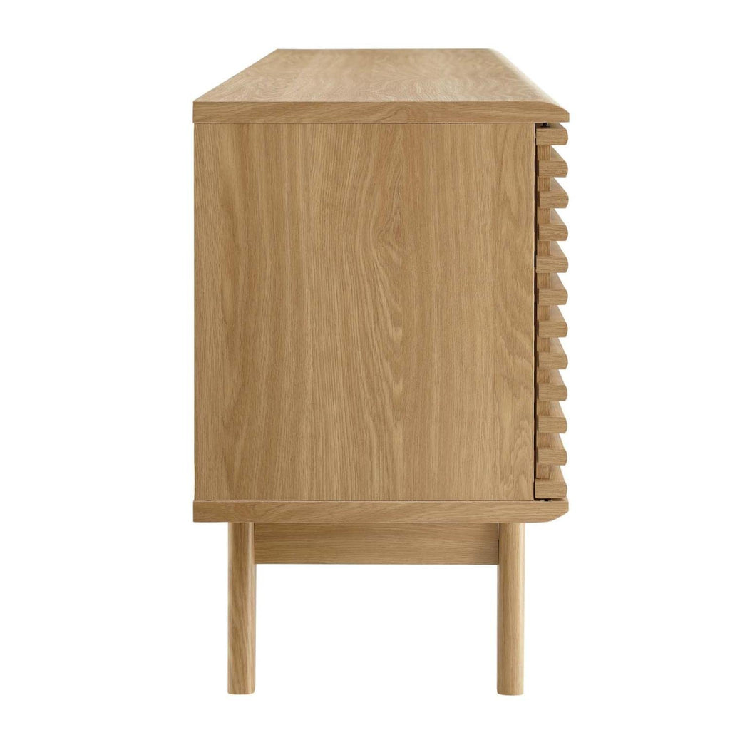 Modway Render Mid-Century Modern Low Profile 71 Inch Media Console TV Stand in Oak, 71"