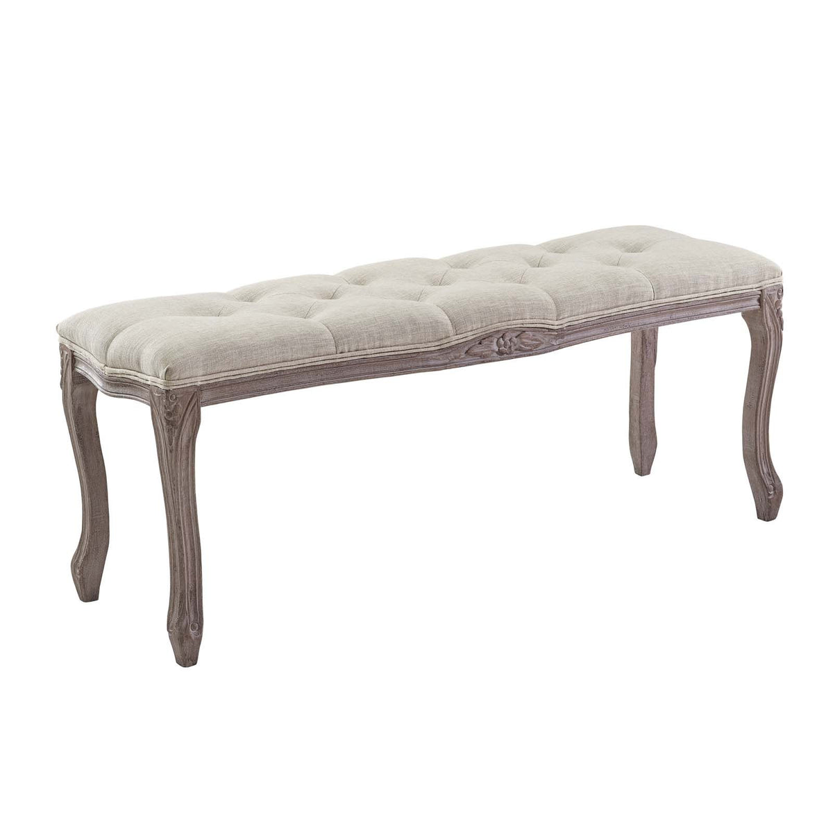 Modway Regal Vintage French Upholstered Bench In Beige