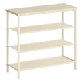 VASAGLE 4 Tier Shoe Storage Rack for 9-12 Pairs, Industrial Steel Frame with Fabric Shelves and Wooden Top, Entryway Shoe Organi