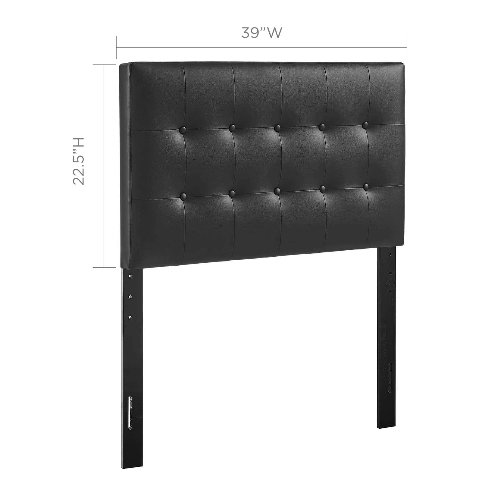 Modway Emily Tufted Button Faux Leather Upholstered Twin Headboard in Black