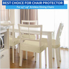 Buyue Fast Installation Dining Room Chair Covers Set Of 4, Luxury Stretch Jacquard Seat Slipcovers For Kitchen Armless Chairs, Rear Gapped- Beige- 4