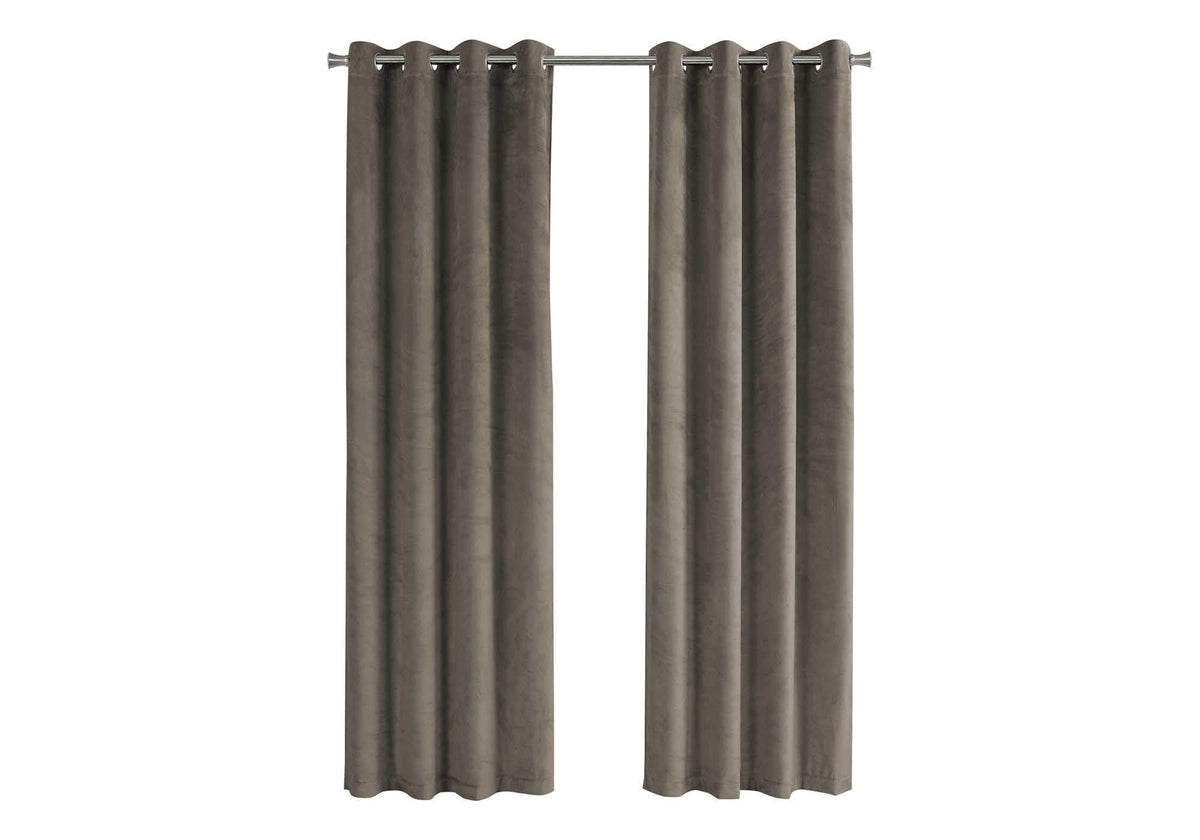 Monarch Specialties Curtain Panel Room Darkening, Velvet 95&quot;H Taupe