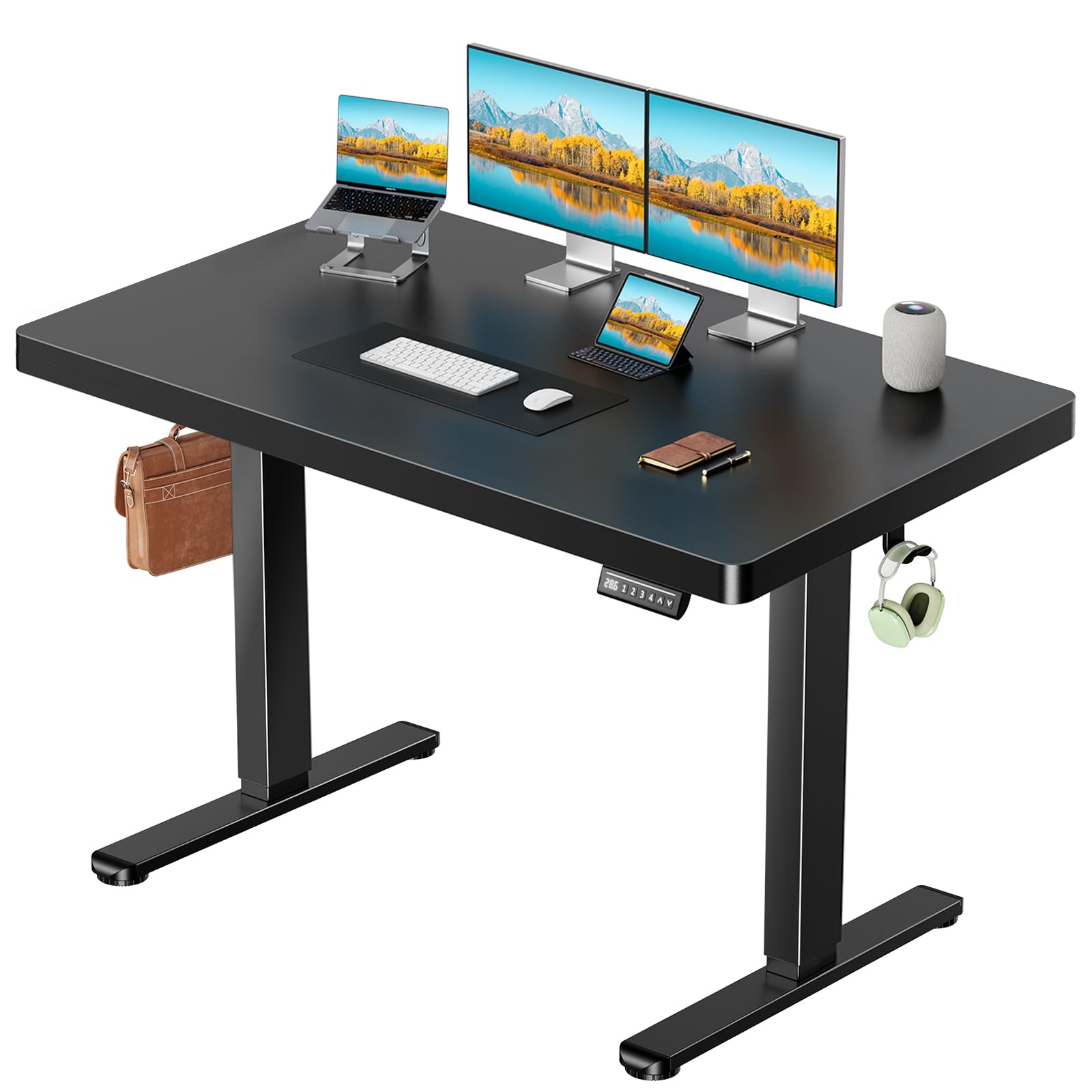 Marsail 48 x 30 Electric Standing Desk with One-Piece Desktop, Sit Stand Desk with Thickened Tabletop, Height Adjustable Stand U