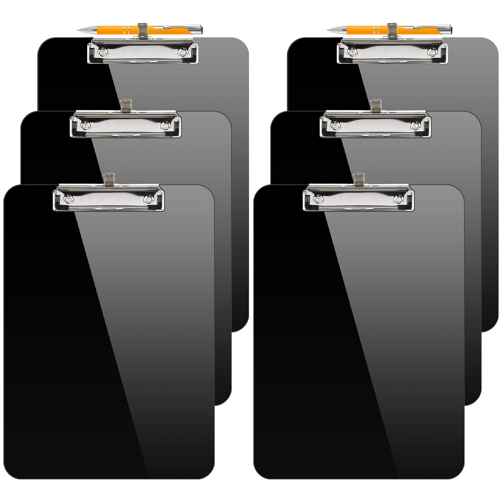 Sooez 6 Pack Plastic Clip Boards 8.5X11, Clipboard With Pen Holder & Low Profile Clip, Nursing Clipboard, Letter Size / A4 Cute