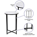 Flash Furniture Hampstead Collection End Table - Modern White Finish End Table - Crisscross Matte Black Frame