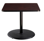 National Public Seating Nps 36&Quot; Square Cafe Table With Round Base, 30&Quot; Height, Particleboard Core/T-Mold, Mahogany Top, Black Frame