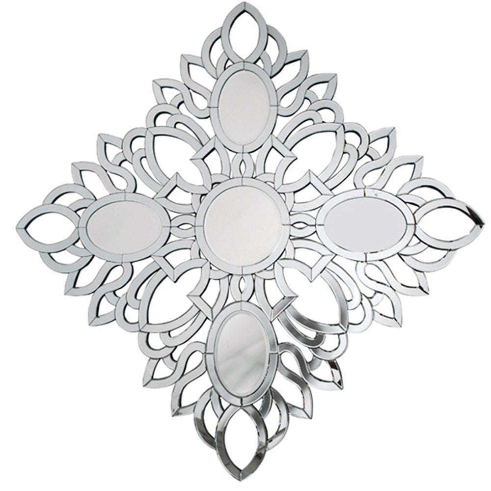 Timeless Reflections By Afd Home 10999946 Luxe Faceted Mirror, Silver Mirrored Finish