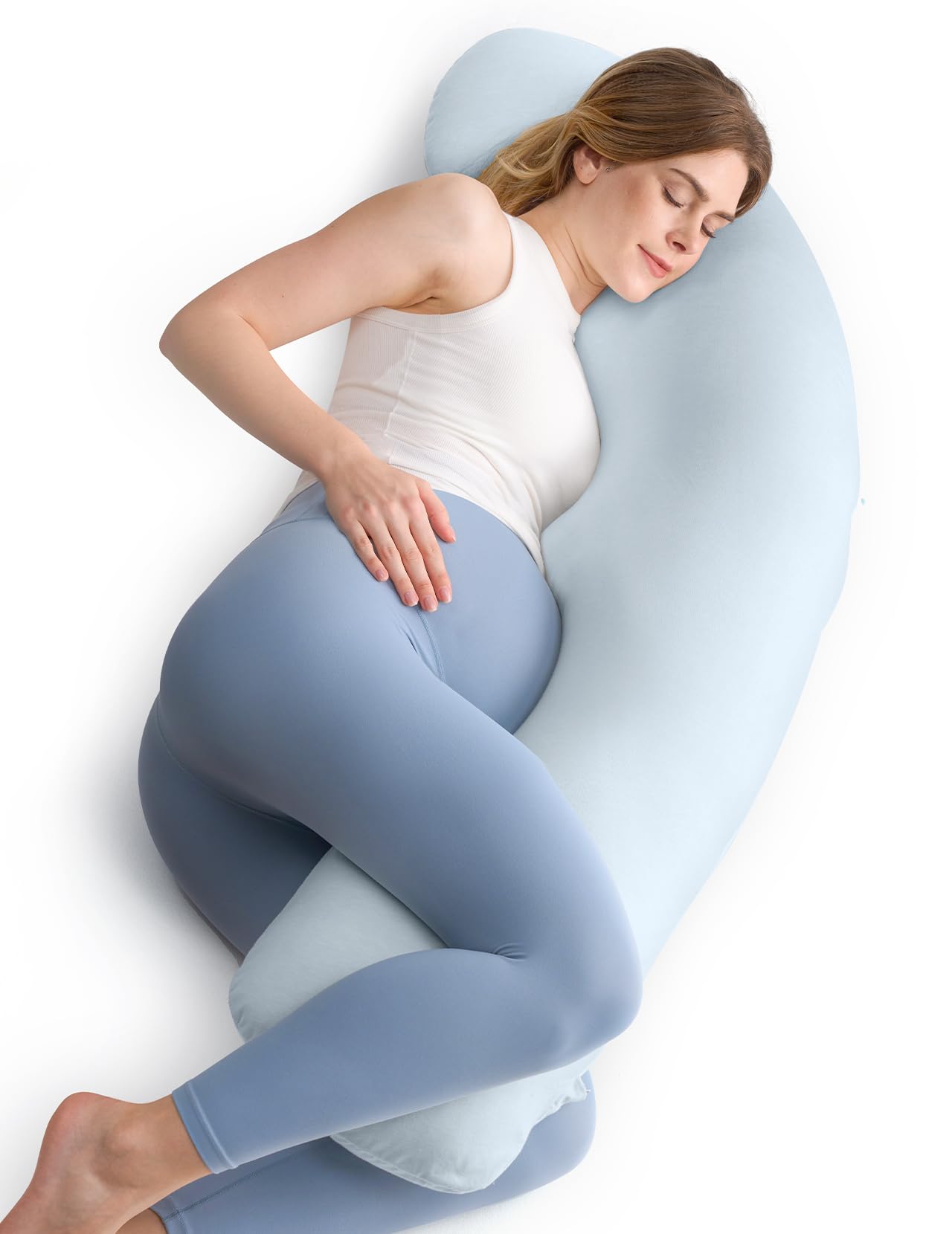 Momcozy Pregnancy Pillows For Side Sleeping, J Shaped Maternity Body Pillow For Pregnancy, Soft Pregnancy Pillow For Head Neck B