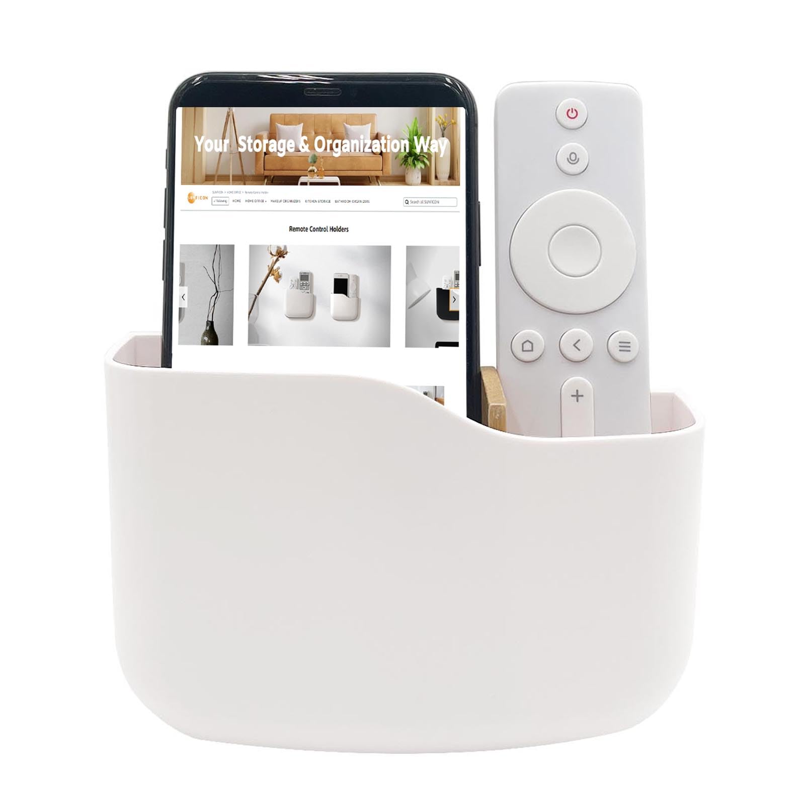 Sunficon Adhesive Remote Control Holder Wall Mount Media Player Controller Holder Universal Tv Remote Organizer Caddy Box Tray E