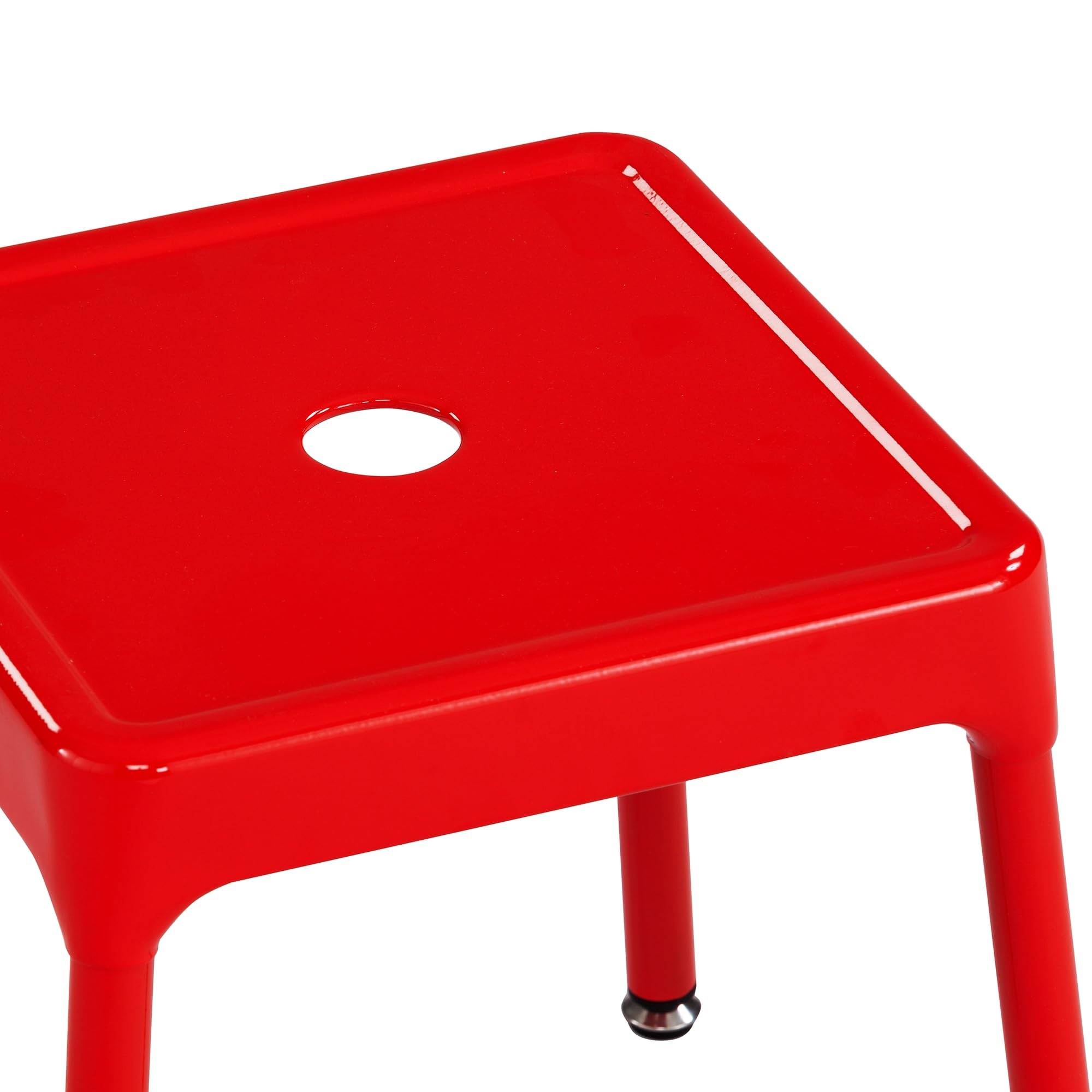 Safco Products 6603 Steel Stool, 15" H, Sturdy Construction, Durable Powder Coat Finish, Includes Nylon Leg Caps and Leveling Feet, Red