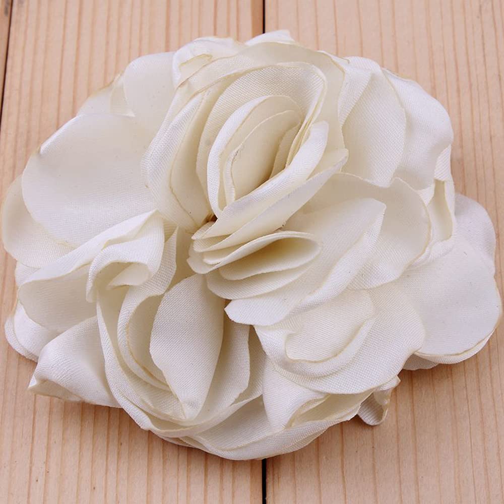 Huralona 10pcs Satin Ribbon Flowers for Crafts Bow Wedding Dec Vintage Fabric Flower Artificial Roses for Headpiece Appliques Or
