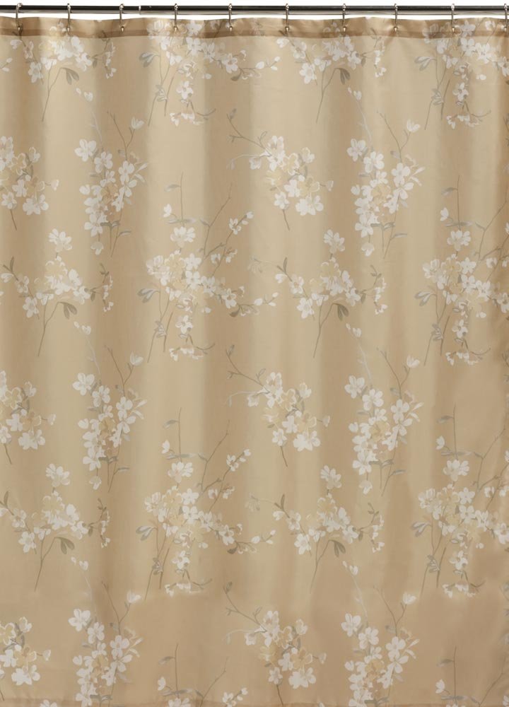 Creative Bath Products Inc. S1063Nat Silk Flowers Shower Curtain, Off-White
