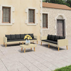 vidaXL Patio Furniture Set 3 Piece, Sectional Sofa for Outdoor Garden, Couch with Cushions, Coffee Table, Scandinavian Style, Poly Rattan Beige