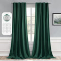 Miulee Christmas Hunter Green Back Tab Blackout Curtain 96 Inch Long 2 Panels Set For Living Room Bedroom, Rod Pocket/Pinch Pleat Thermal Insulated Room Darkening Pleated Floor To Ceiling Drapes
