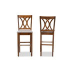 Baxton Studio Calista Modern and Contemporary Grey Fabric Upholstered and Walnut Brown Finished Wood 2-Piece Bar Stool Set
