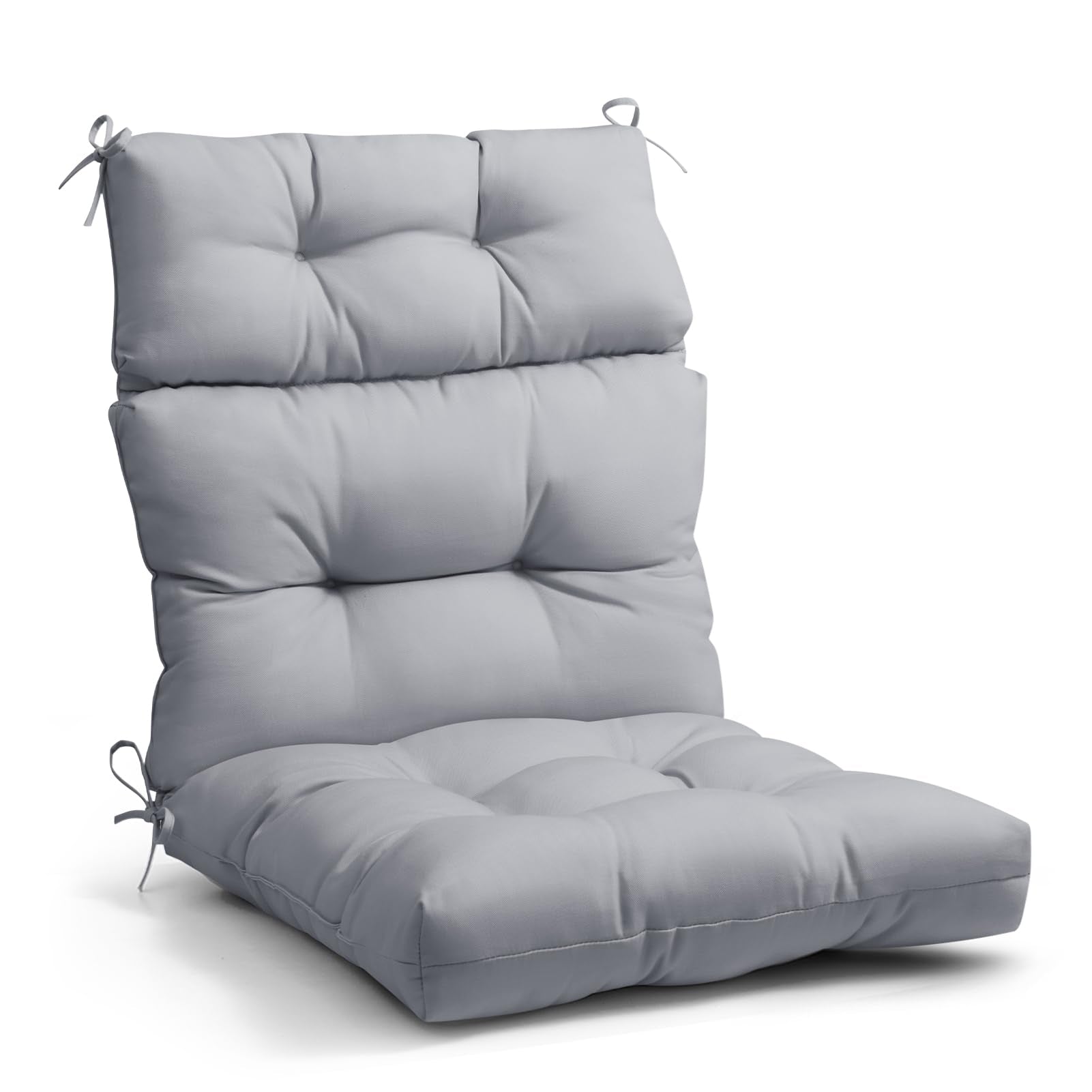 Eagle Peak Tufted Outdoor/Indoor High Back Patio Chair Cushion, Set Of 1, 46' X 22', Light Gray