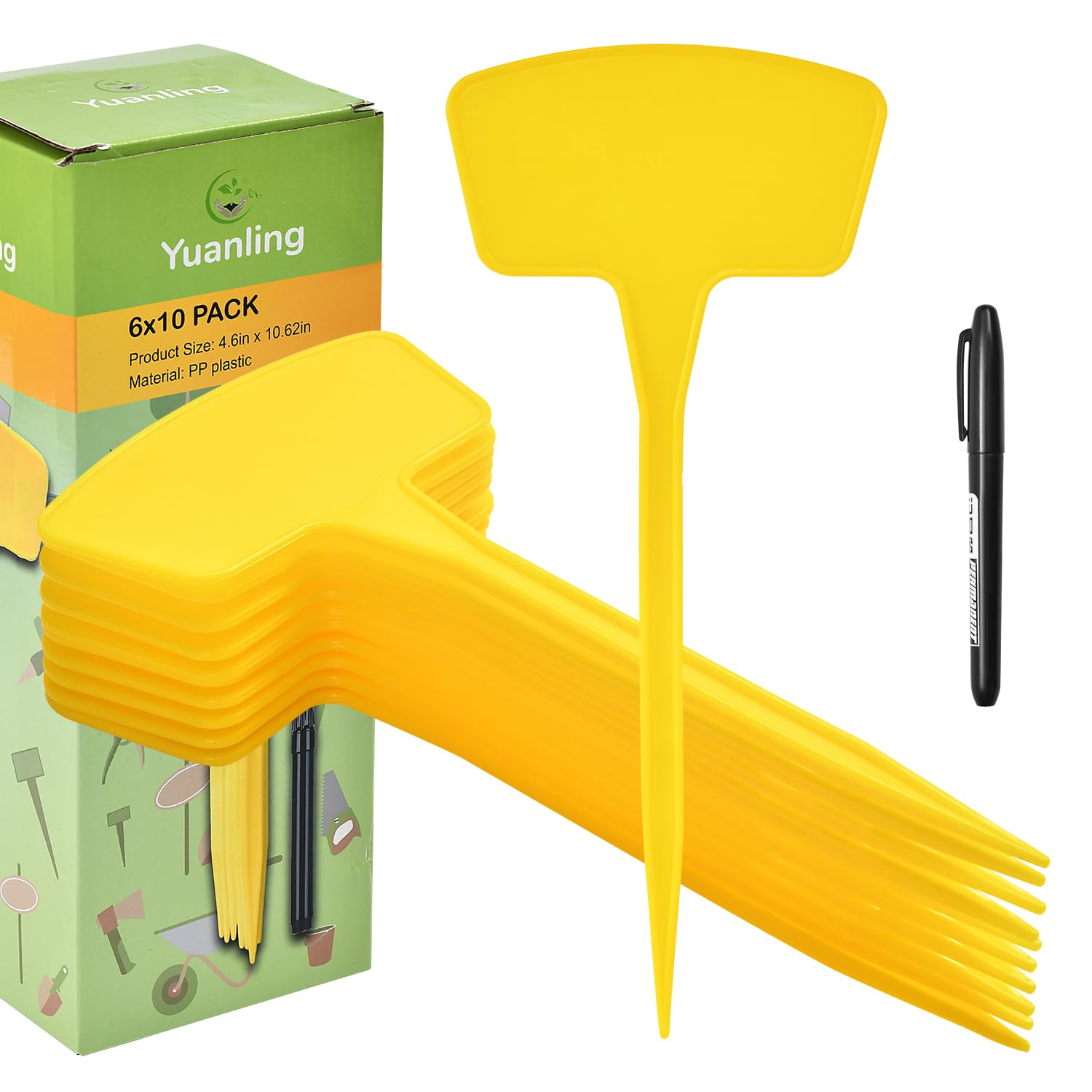 Yuanling 60Pcs Plant Labels For Seedlings Plastic Large Plant Tags T-Type Garden Labels Waterproof Plant Markers For Outdoor Ind