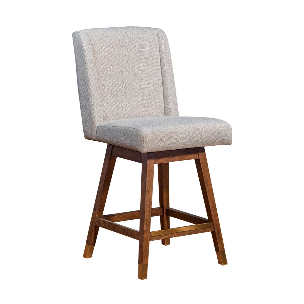 HomeRoots 491371 26 in. Solid Wood Swivel Bar Height Bar Chair with Footrest Taupe & Brown