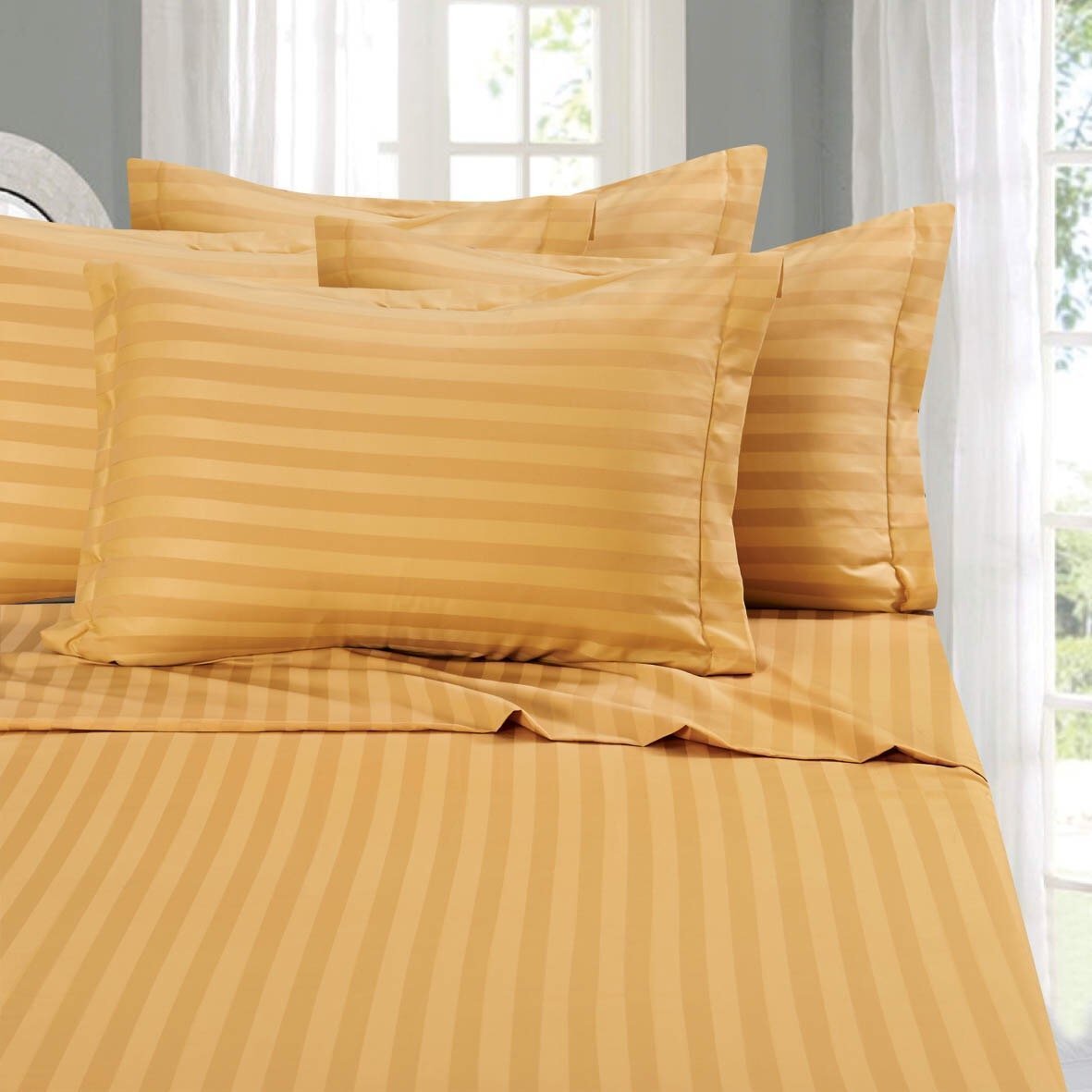 Elegant Comfort Best, Softest, Coziest Stripe Sheets Ever! 1500 Premier Hotel Quality Luxury Silky-Soft Wrinkle & Fade Resistant
