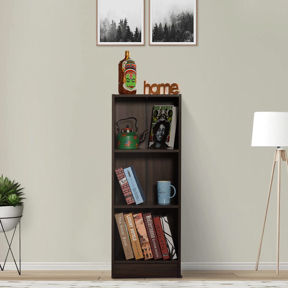 DeckUp Lexis 3Shelf Engineered Wood Book Shelf and Display Unit (Walnut, Matte Finish)