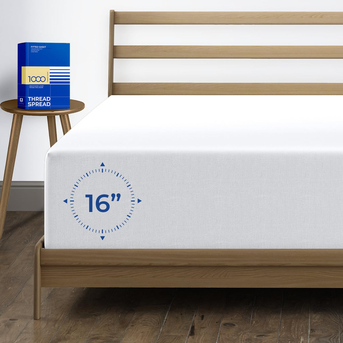 Thread Spread Luxury Egyptian Cotton Twin Fitted Sheet Only - 1000-Thread-Count 16' Twin Deep Pocket Fitted Sheet, Soft, Smooth