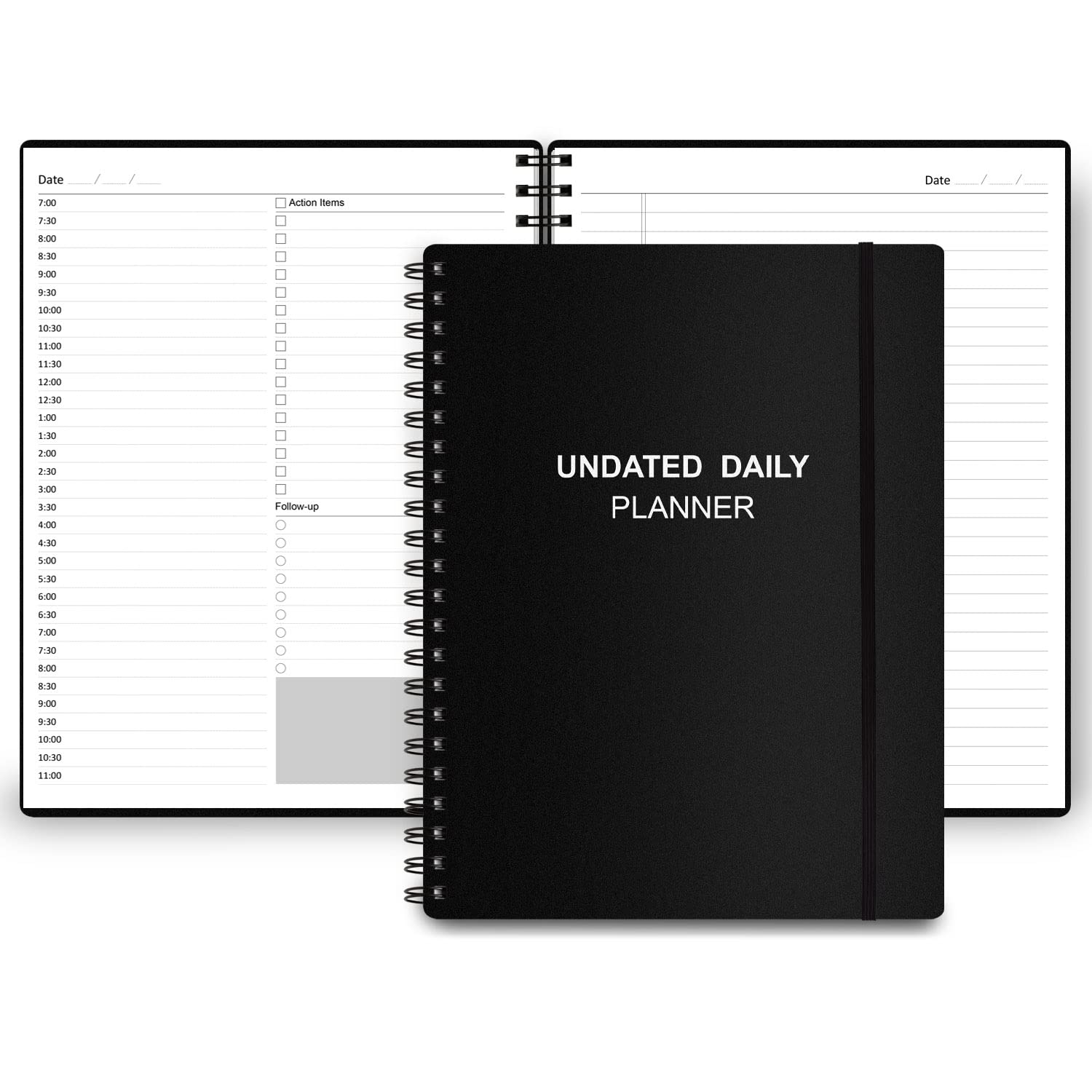 Undated Daily Planner - Undated Planner With Hourly Schedules, Action Items And Follow-Up, A4 Daily Organizer Notebook To Increa