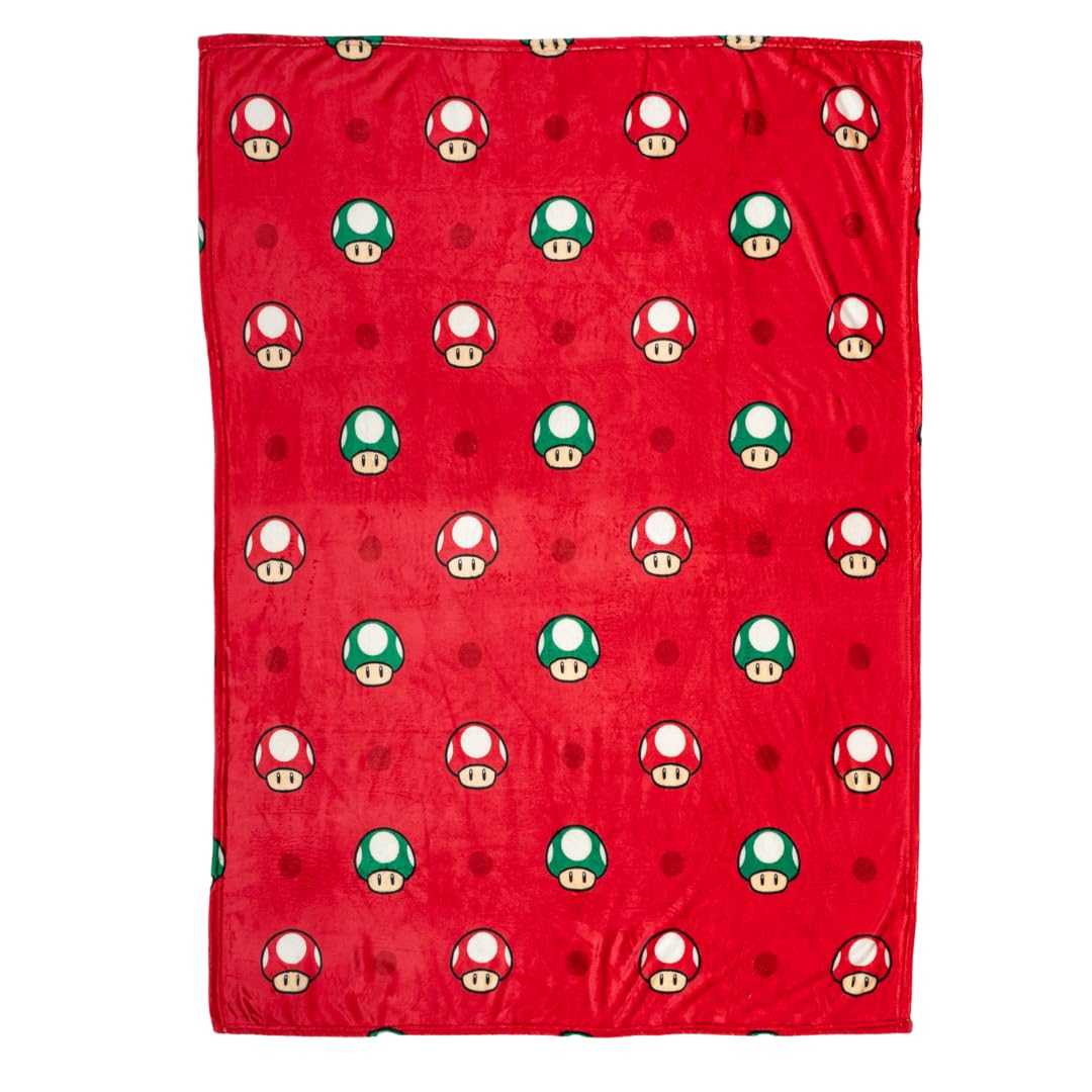 Franco Nintendo Super Mario Toad Kids Bedding Super Soft Plush Throw Blanket, 46 In X 60 In, (Officially Licensed Product)