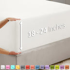 Nestl White Fitted Sheet Queen Size, Extra Deep Pocket Queen Fitted Sheet Only, 1800 Microfiber Fitted Bed Sheet, Ultra Soft Fitted Queen Sheet Fits Up To 24 Inch Mattress - Queen Size Fitted Sheet