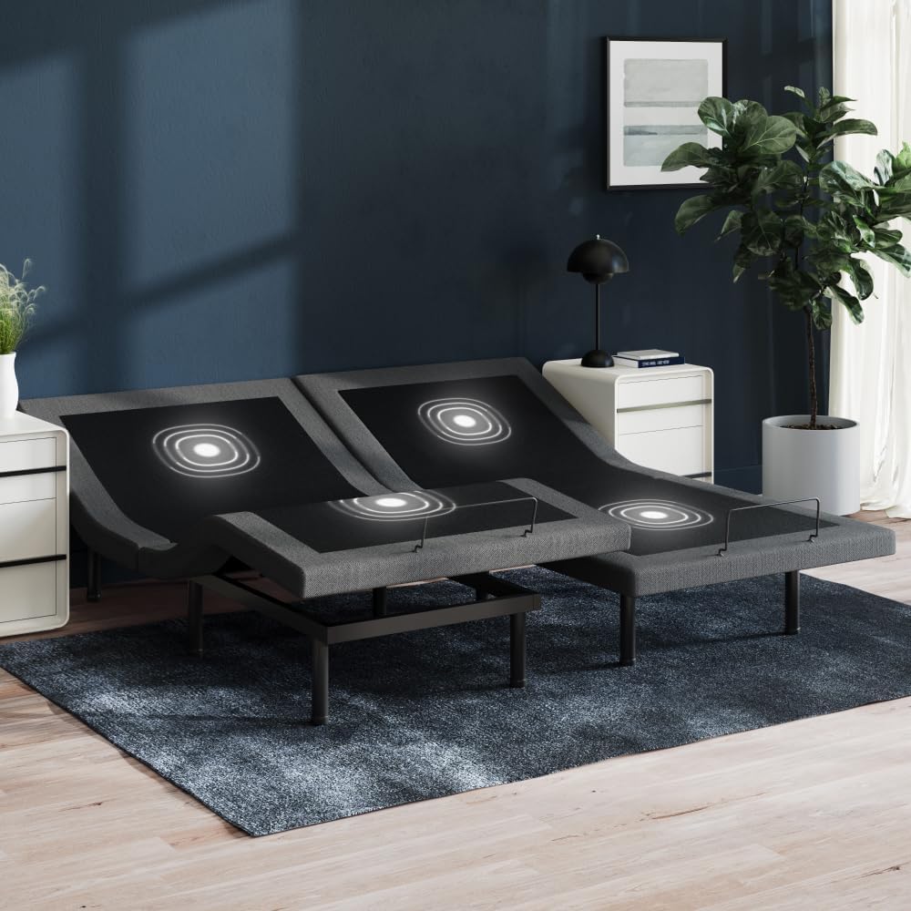 Nectar Premier Adjustable Base - Split King - Head & Foot Incline - Wireless Remote with Memory- 3 Massage Settings - 4 USB Port