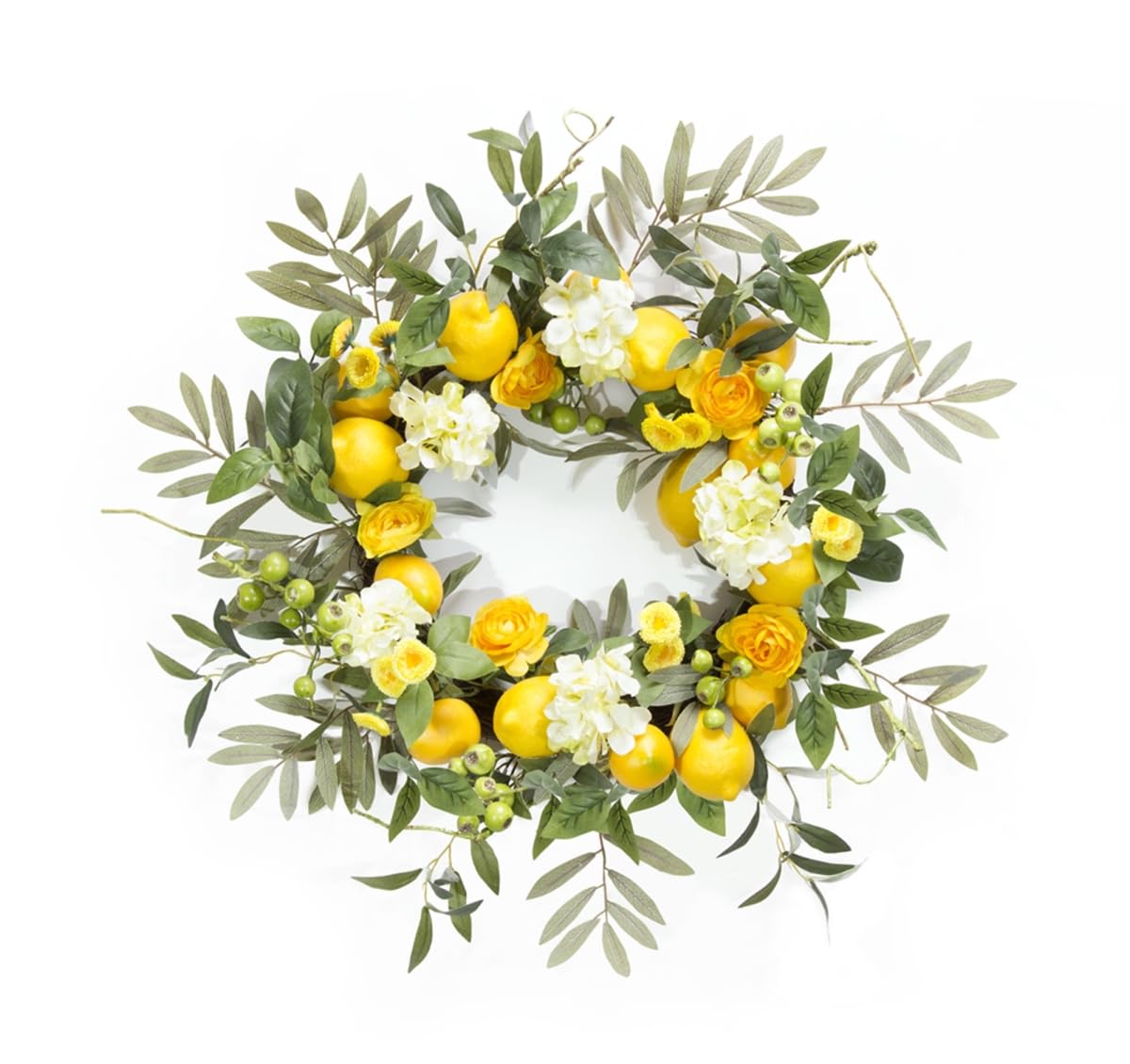 HomeRoots 516089 22 in. Summer Lemon Artificial Wreath Green & Yellow