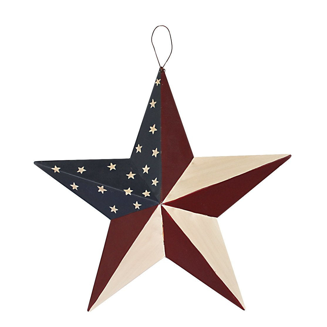 WHY Decor Americana Metal Barn Star, American Patriotic Star Wall Decoration Gift for Man Outdoor Indoor Hanging Wall Decor Star