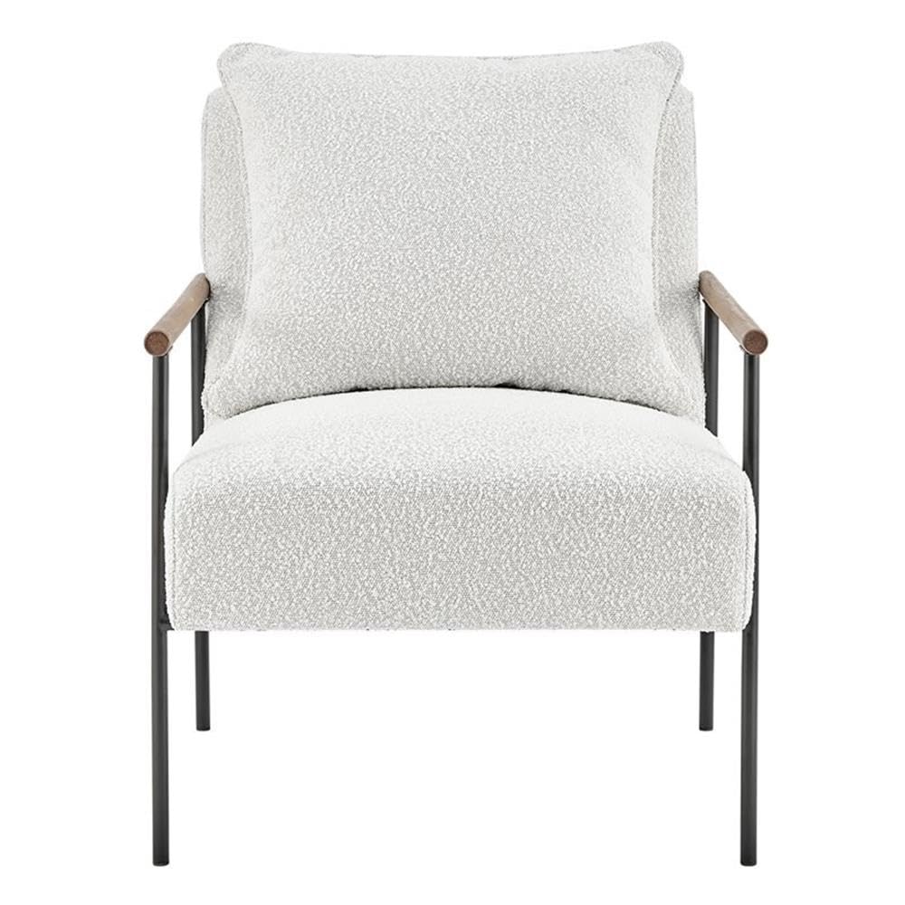 Npd Furniture And More Quinton Fabric Arm, Boucle Beige Accent Chair