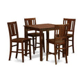East West Furniture Vernon 5 Piece Counter Height Set Includes a Square Kitchen Table and 4 Dining Chairs, 36x36 Inch, VNBU5-MAH-W