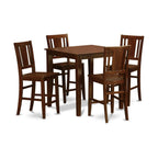 East West Furniture Vernon 5 Piece Counter Height Set Includes a Square Kitchen Table and 4 Dining Chairs, 36x36 Inch, VNBU5-MAH-W