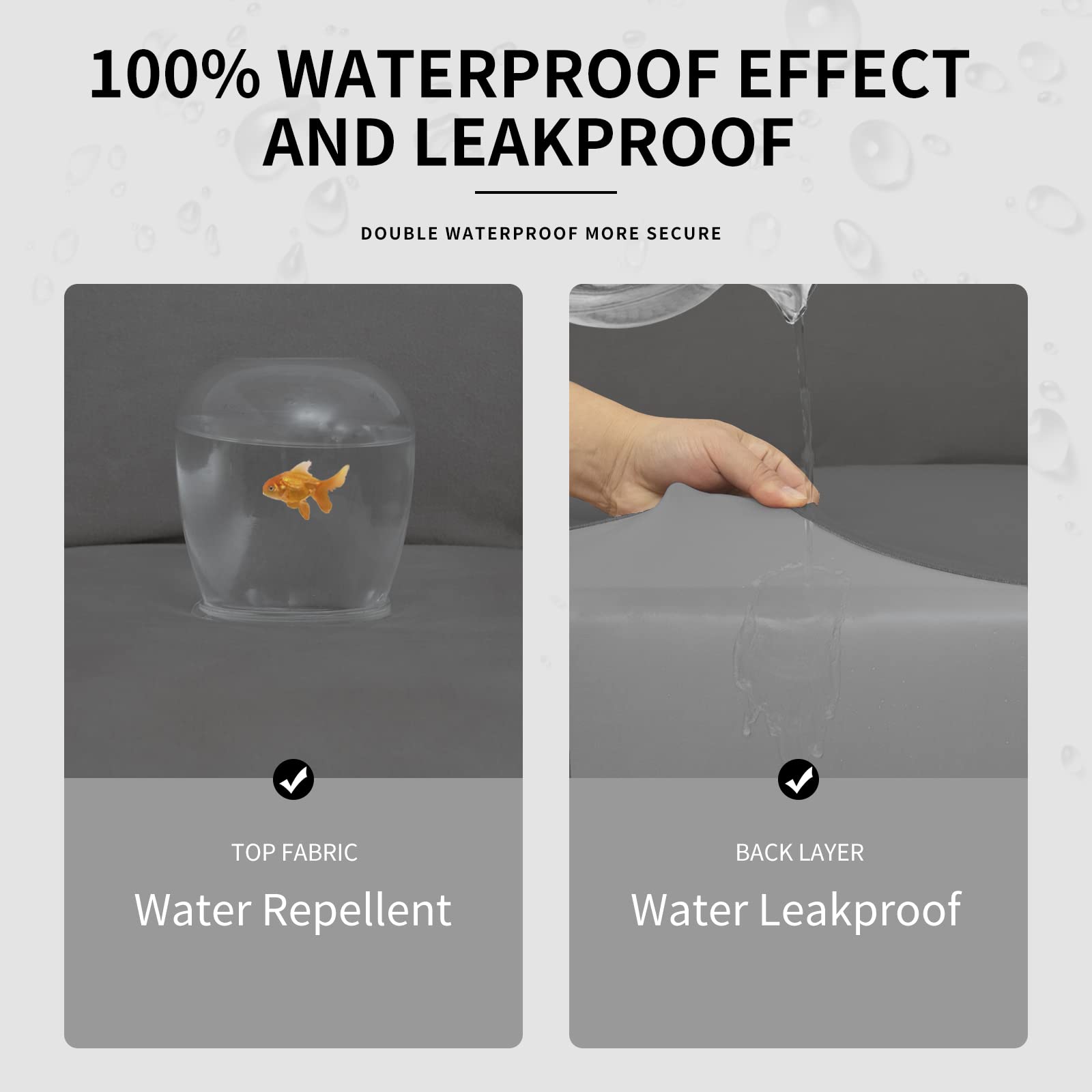 Easy-Going 100% Dual Waterproof 2 Pieces Chair Cover Stretch Soft Couch Cover For Dogs, Sofa Slipcover For 1 Separate Cushion Couch Leakproof Furniture Protector For Kids, Pets Gray