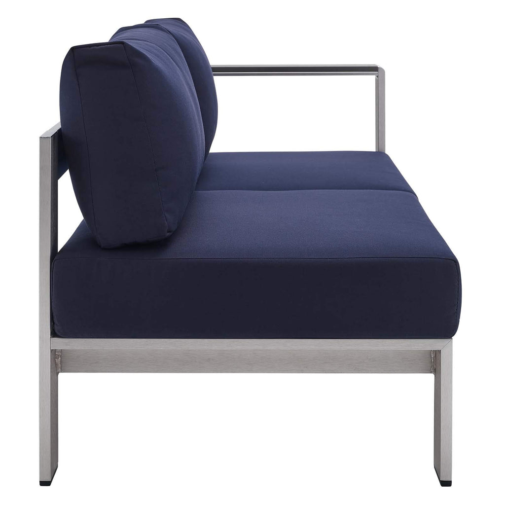 Modway Eei-4222-Slv-Nav Shore Sunbrella Patio Right-Arm In Silver Navy, 27.5 X 53 X 25