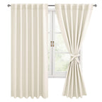 Hiasan Back Tab Room Darkening Curtains 2 Panels, Rod Pocket Ivory Blackout Curtains For Bedroom Living Room, Thermal Insulated