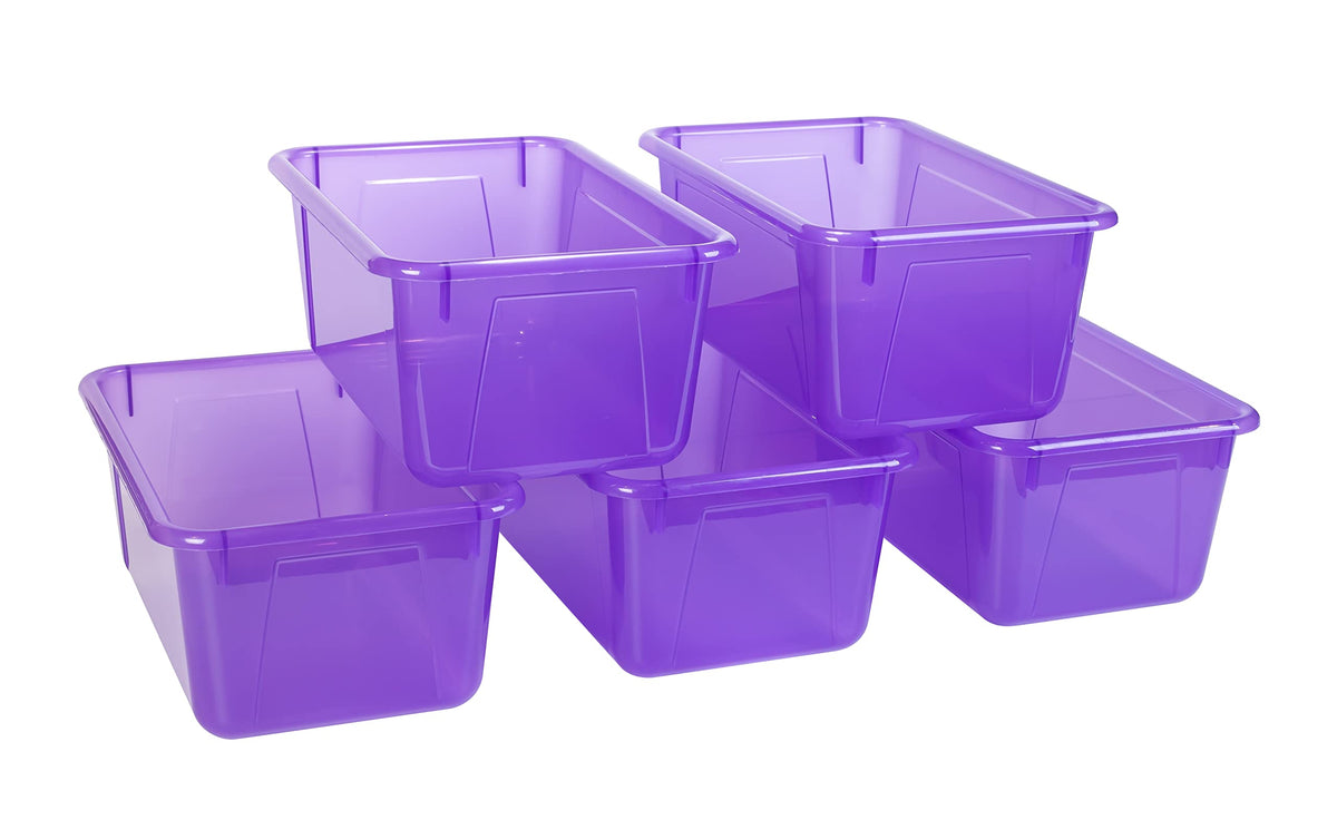 Storex Small Cubby Bin, 12.2 x 7.8 x 5.1 Inches, 5-Pack, Candy Violet (62478U05C)