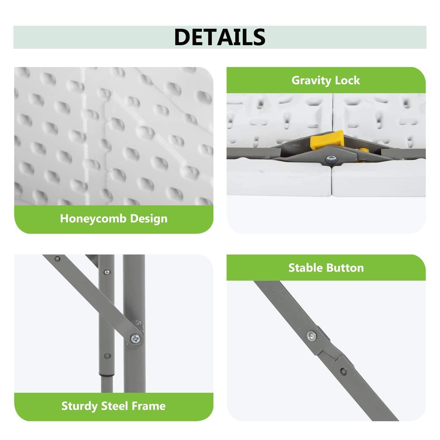 Camping Table Plastic Picnic Table Office Table For Parties Wedding Camping Office With Carrying Handle (4Ft)