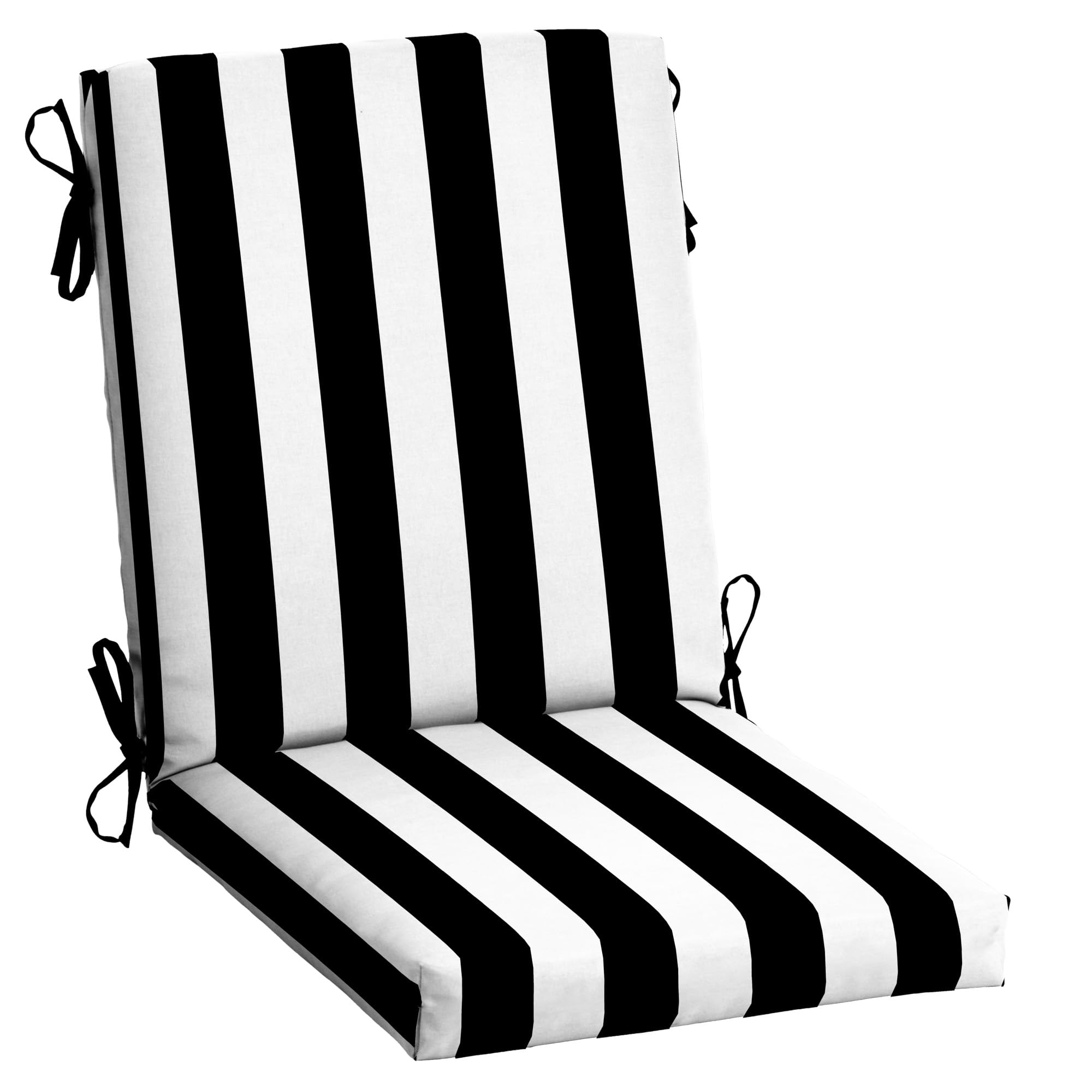 Arden Selections Outdoor Dining Chair Cushion 20 X 20, Rain-Proof, Fade Resistant 20 X 20, Black Cabana Stripe