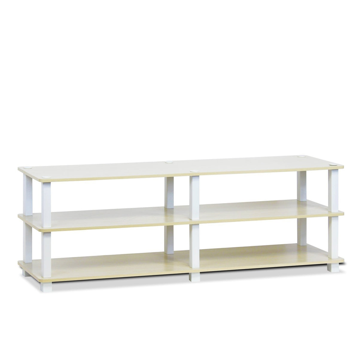 Furinno 14038Sbe/Wh Tst No Tools 3-Tier Wide Shoe Storage Rack, Steam Beech/White