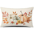 Gtext Fall Pillow Cover Autumn Decor Pumpkins Fall Leaves Throw Pillow Cover 12X20 Inch Farmhouse Outdoor Pillow Linen Lumbar Cu