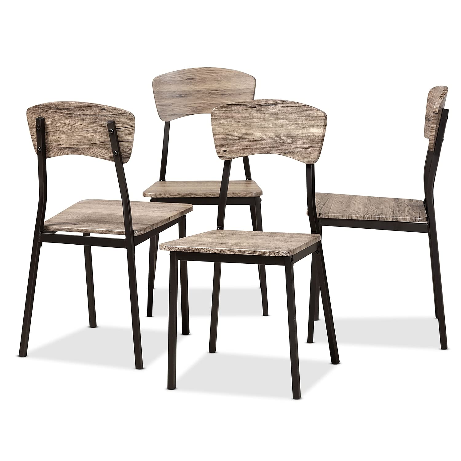 Baxton Studio Marcus Oak Brown Finished Wood and Black Dining Chair (Set of 4)