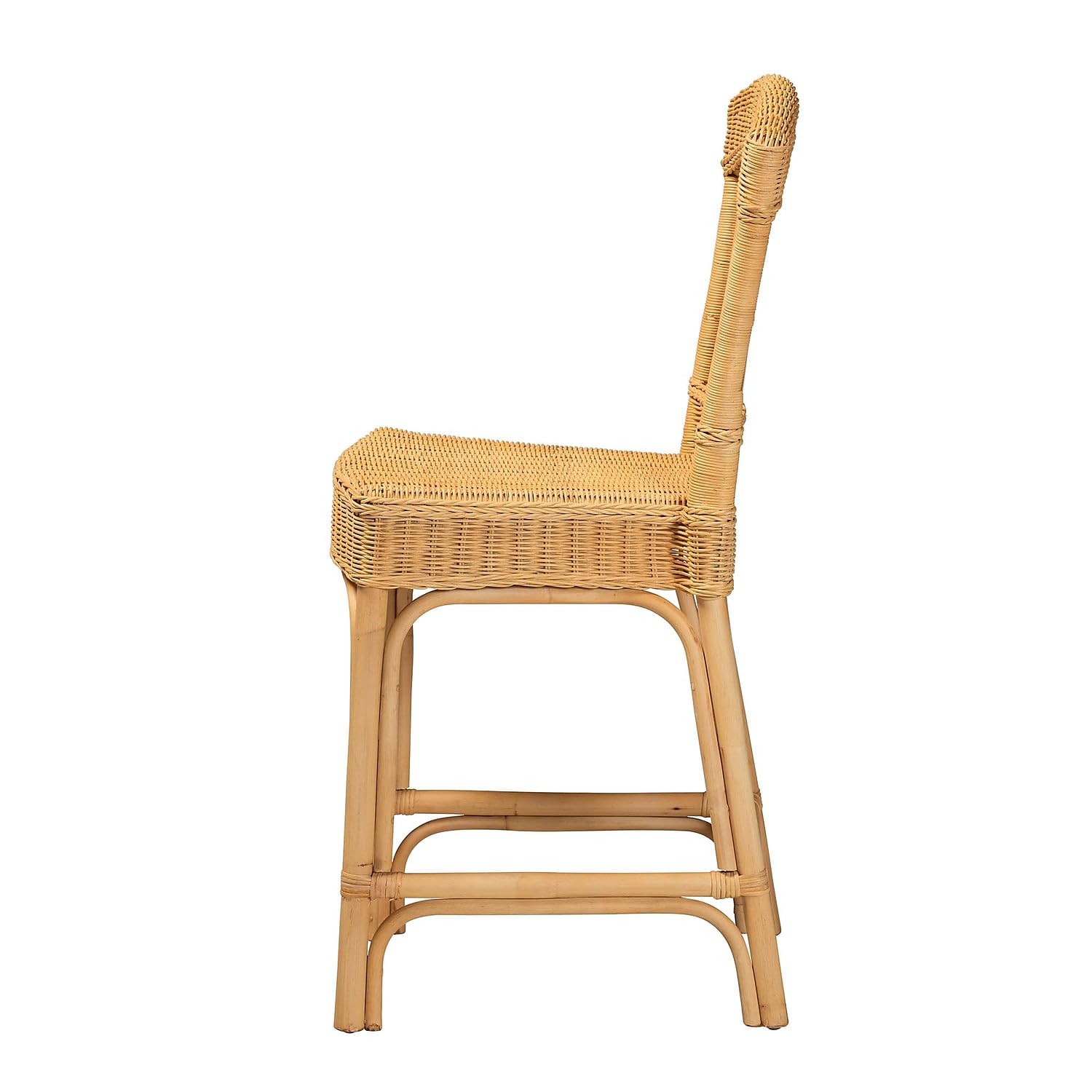 bali & pari Barito Bohemian Natural Rattan Counter Stool, Light Honey (235-13140-HiT)