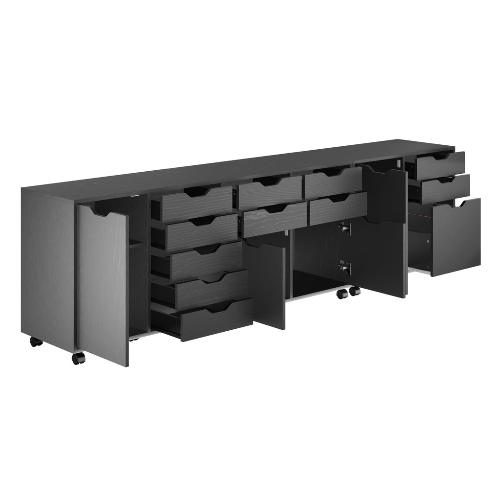 Winsome Wood Halifax 3-Pc Cabinet Set with File Drawer, Black