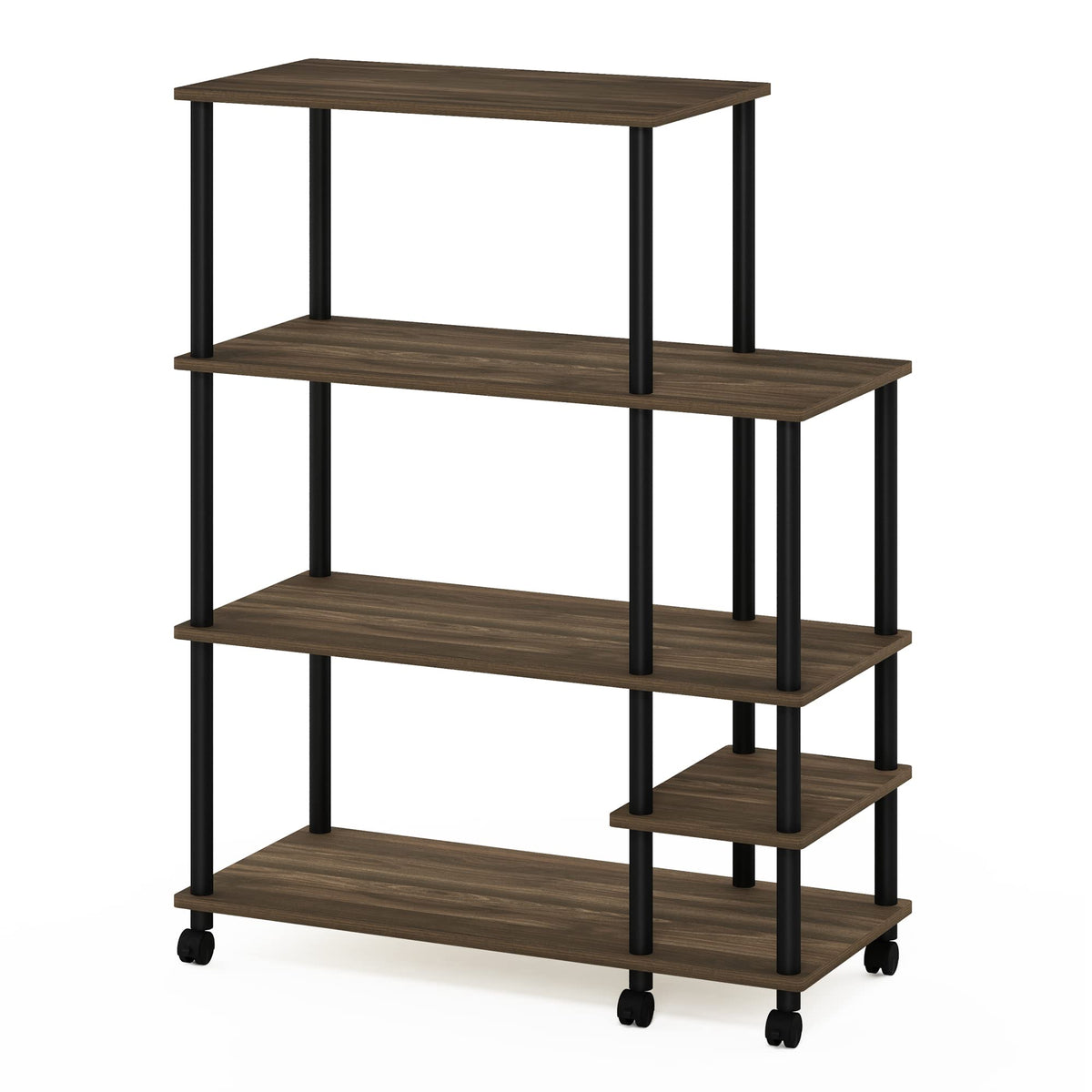 Furinno Turn-N-Tube Kitchen Shelf Cart, Columbia Walnut/Black