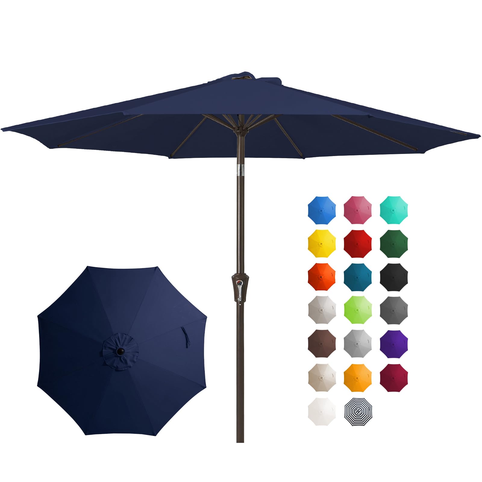 JEAREY 10FT Outdoor Patio Umbrella Outdoor Table Umbrella with Push Button Tilt and Crank, Market Umbrella 8 Sturdy Ribs UV Prot