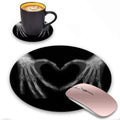 Zoxoho Round Mouse Pad And Coasters Set, Xray Bones Of Hands Making The Sign Love Heart Design Mouse Pad, Non-Slip Rubber Base M